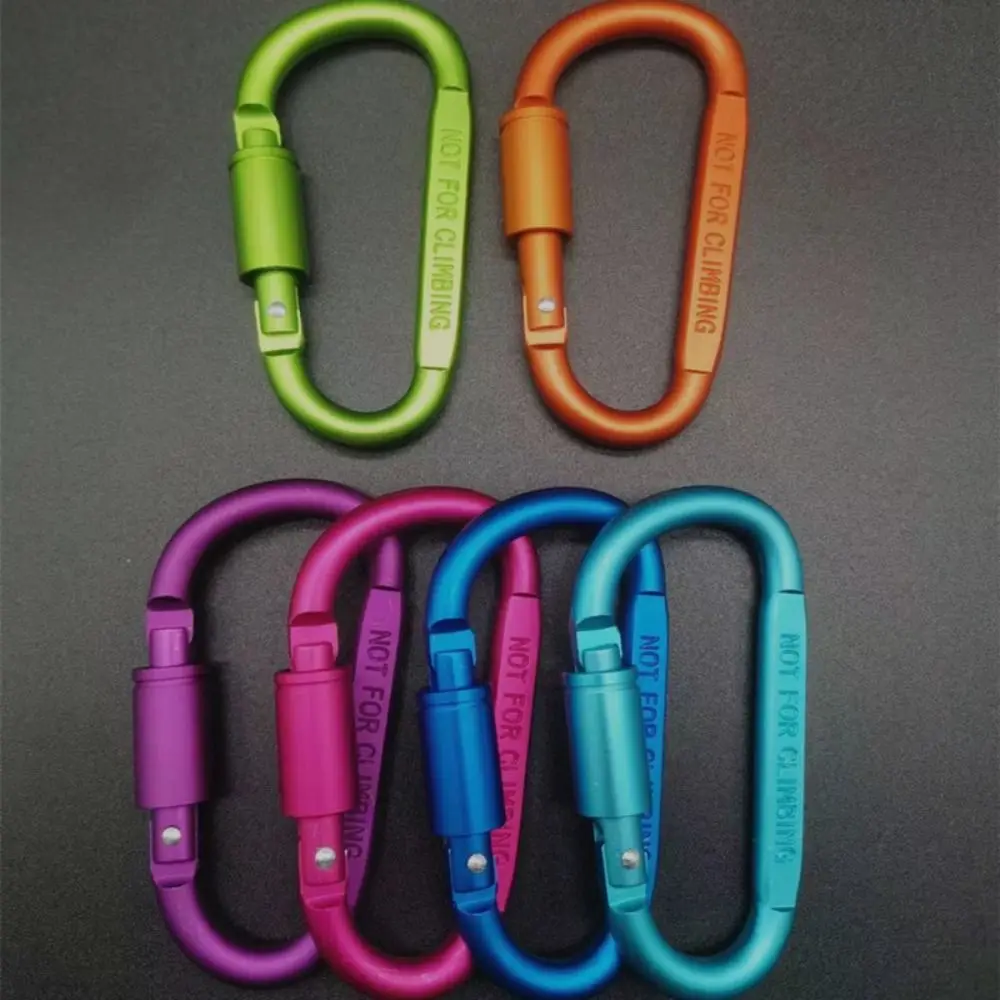 Multi Colors Aluminium Alloy Safety Buckle Keychain with Lock Climbing Button D-shape Carabiner Camping Hiking Hook Outdoor Tool