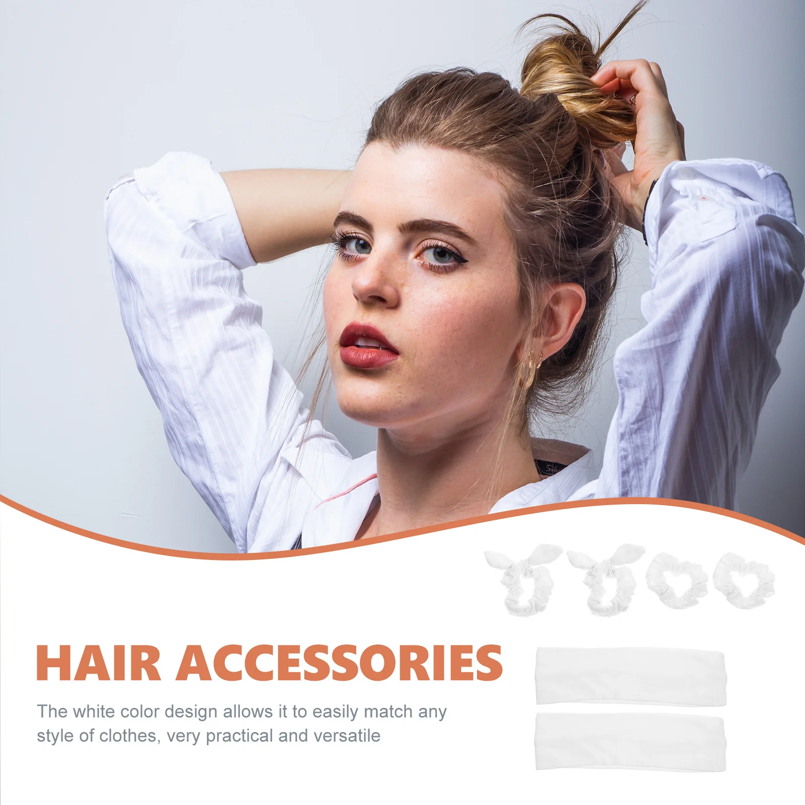 

1Set Simple White Hair Bands Scrunchy Ties Elastic Headbands for Women Hairstyles Decorations Hair Scrunchies