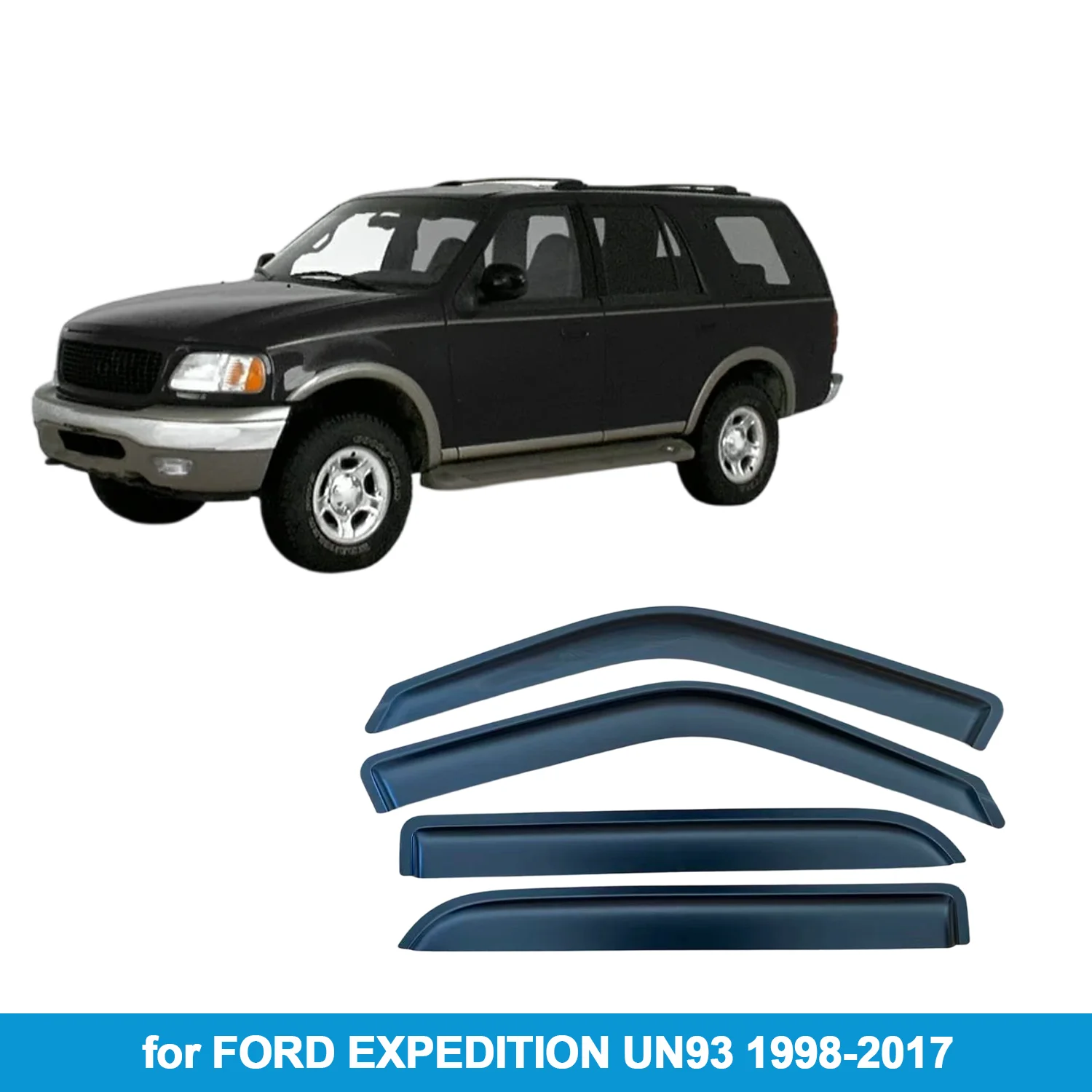 

Window Visor for FORD EXPEDITION UN93 1998-2017 Rain Guard Side Vent Deflector Weathershield Outside-Mount Tape On