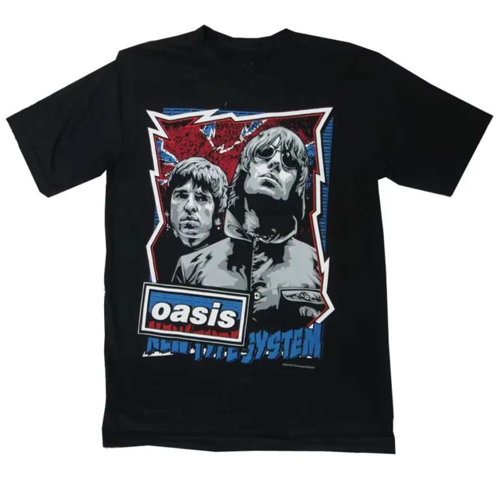 2025 Summer Oasis Band Rock T-shirt Retro Punk Print Tshirt Loose Breathable Casual Short Sleeve Tshirt Camisetas Surf Men Women