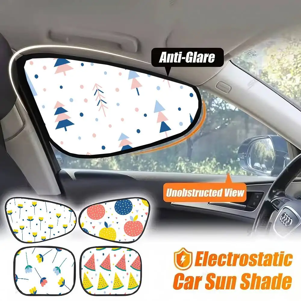 

Simple Cartoon Print Car Side Window Sunshade - UV Protection, Electrostatic Adsorption, Universal For Kids