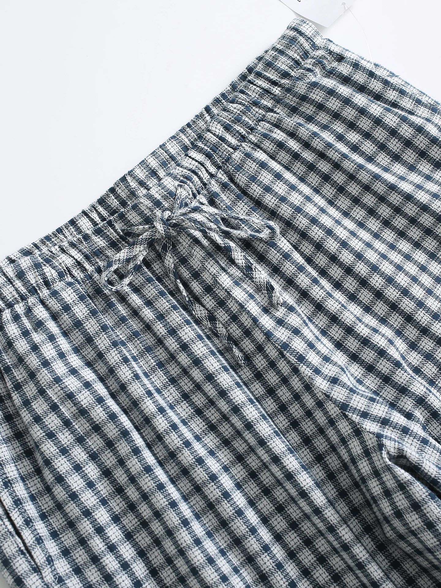 กางเกงลำลองผ้าฝ้ายแท้ทรงหลวมสำหรับผู้หญิงเอวยางยืดลายสก๊อตเอเจล สเลกางเกงสุภาพสตรีที่สวมใส่สบาย