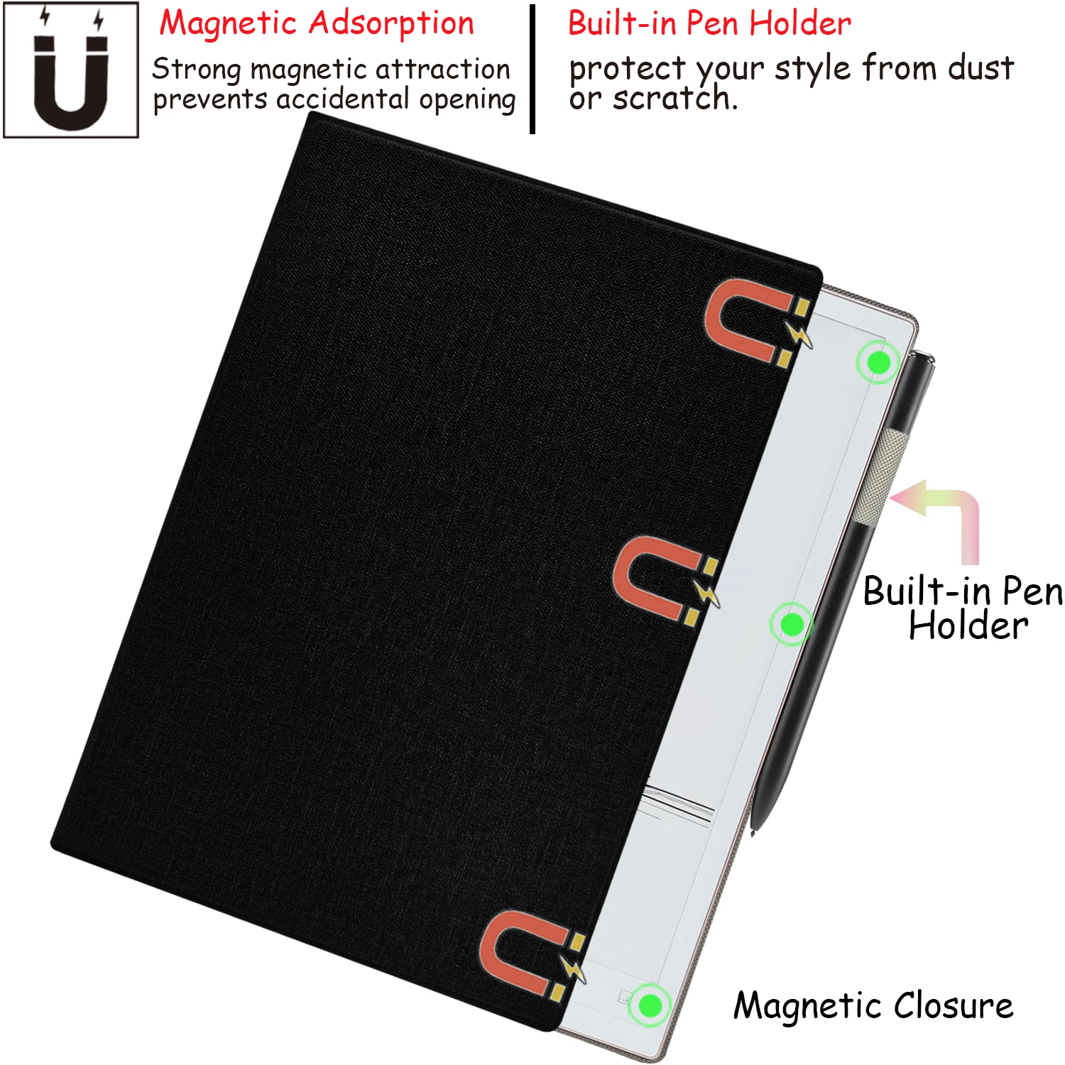Magnetyczne etui z funkcją podstawki do tabletu iFLYTEK AINOTE 2 o przekątnej 10,65 cala, ultracienkie etui ze skóry PU z wbudowanym uchwytem na długopis, automatyczne usypianie/wybudzanie. — zdjęcie produktu 6