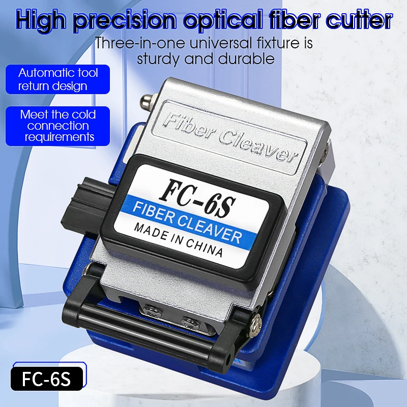 FC-6S Fiber Cleaver FTTH Optical Fiber Cold Connection Cutting Tool 16 Surface Blade Fiber Optic Cable Cutter Knife