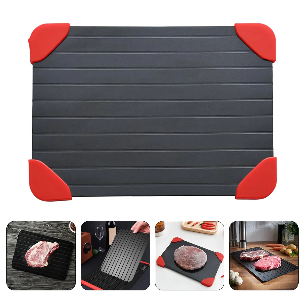 

Aluminum Tray 23x16 5x0 2cm Red Silicone Cover Steak Chicken Quick Thaw Plate Meat Unfreeze Board Kitchen Supply