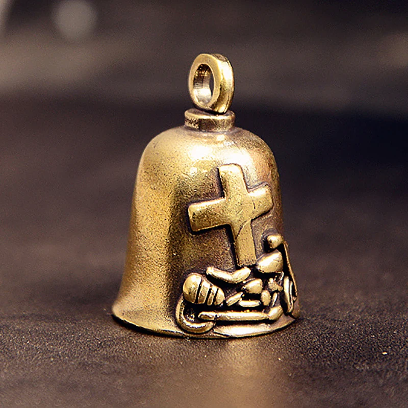 Retro Punk Cross Bell Pendant Keychain Personality Motorcycle Rider Keychain Charm For Boyfriend Birthday Gifts