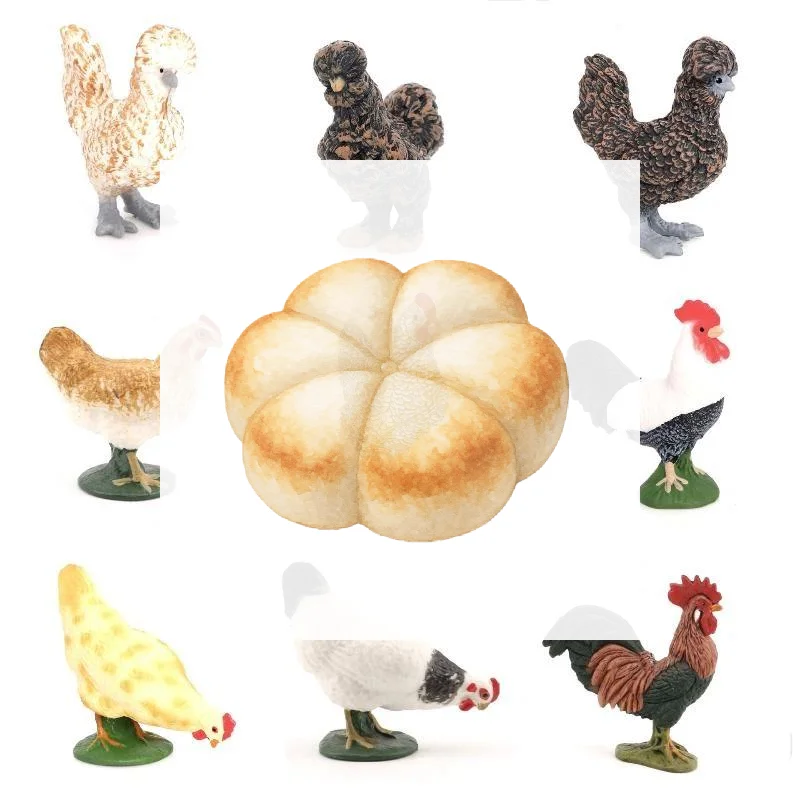 Solid Lifelike Rooster, Hen, And Chick Animal Models, Suitable For Home Decoration And Children's Toys.