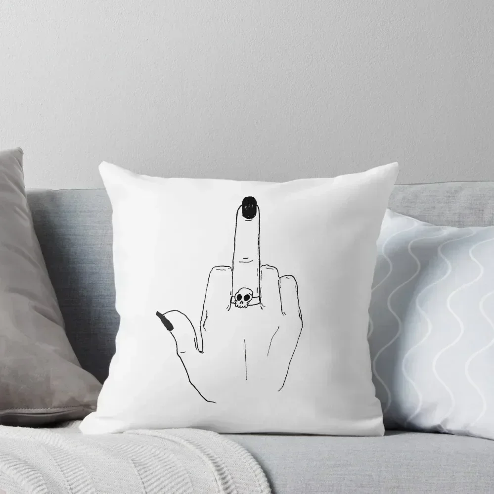 

middle finger, femme goth Throw Pillow Embroidered Cushion Cover Sitting Cushion Elastic Cover For Sofa Pillow Decor pillow