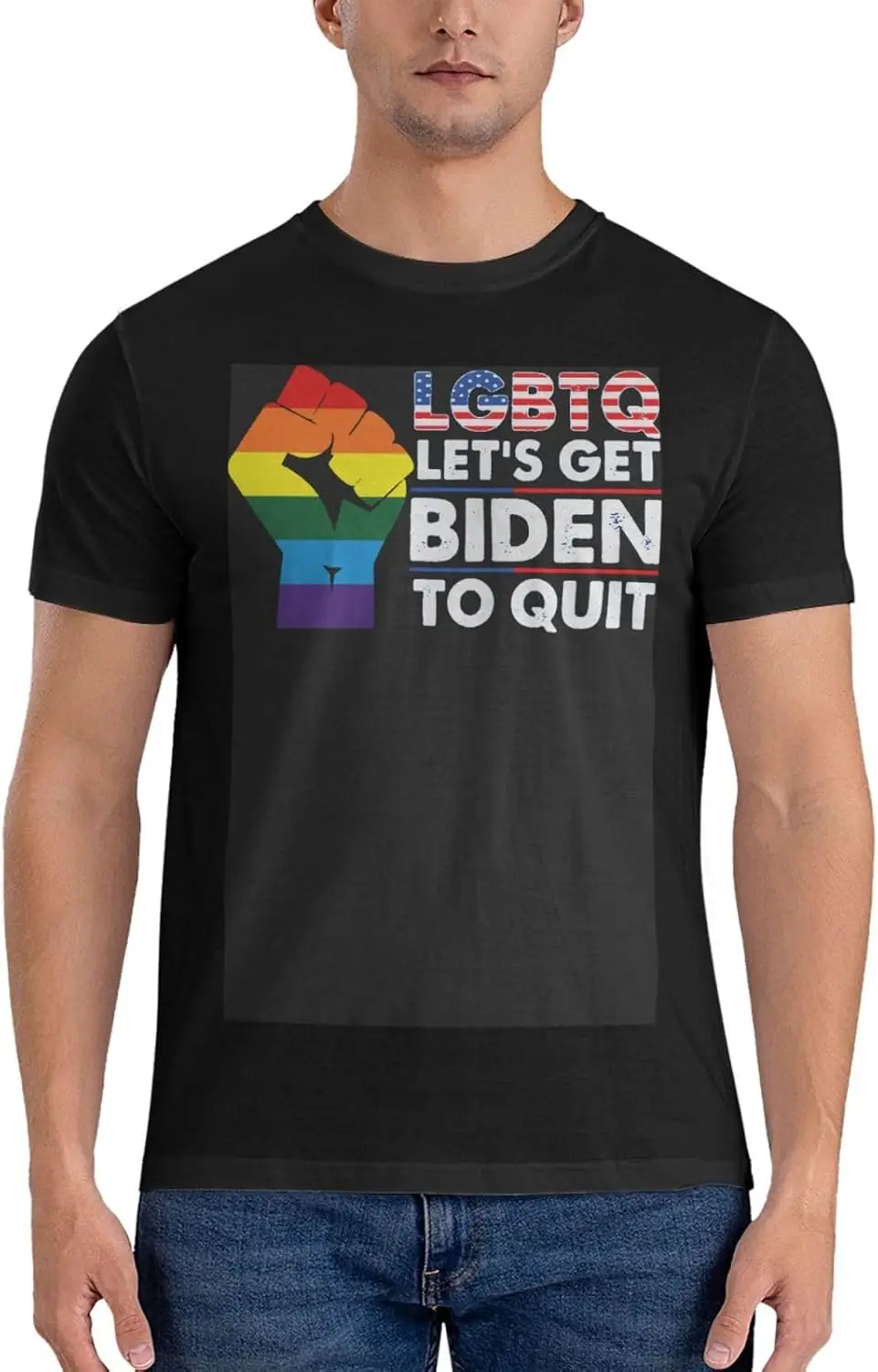 I Support LGBTQ Let's Get Biden to Quit T-Shirt Vintage Short-Sleeve