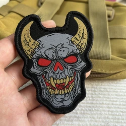 Evil Ghost Tactical Patch Military Mask Monster Samurai Morale Badge Armband Hannya Weave Hook&Loop Patches Backpack Stickers