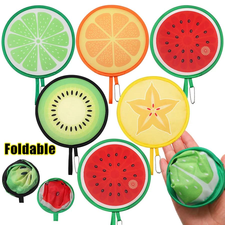 1/5pcs Portable Round Foldable Hand Fans Cartoon Fruit Design Handheld Cooling Fans for Wedding Birthday Party Christmas Gift