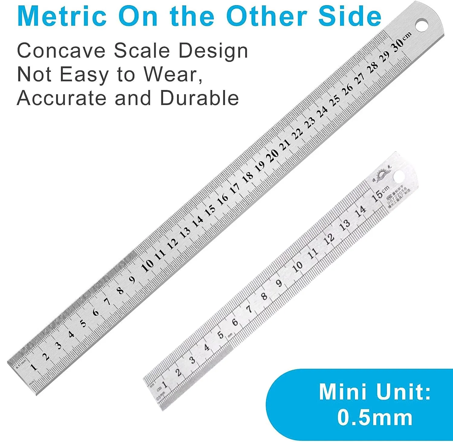 Stainless Steel Double Side Straight Ruler Centimeter Inches Scale Metric Ruler Precision Measuring Tool School Office Supplies