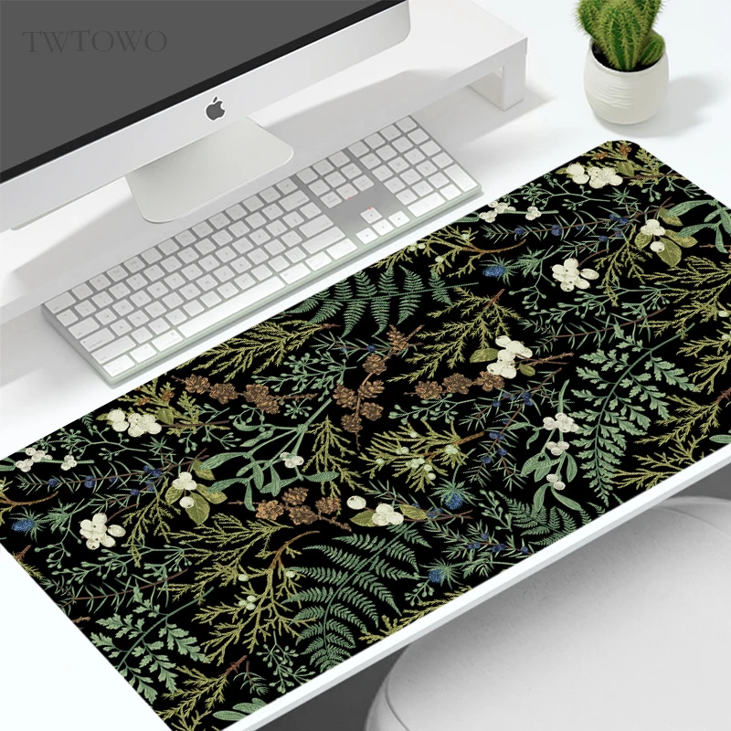 Mouse Pad Gaming Green Flowers And Plants XL Large HD New Mousepad XXL Playmat Non-Slip Natural Rubber Gaming laptop Table Mat