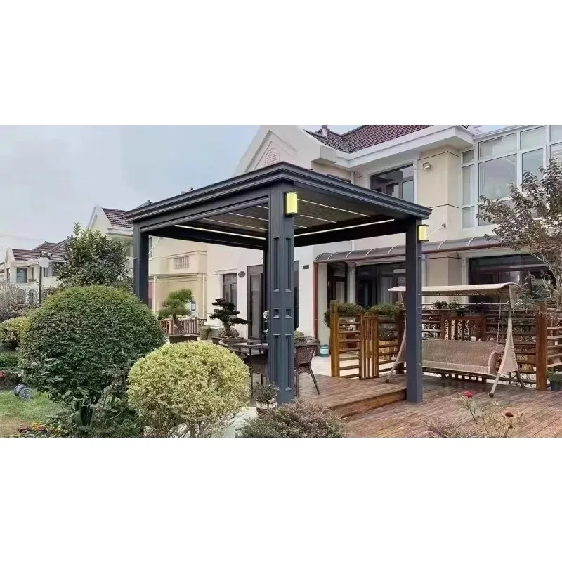 Wind-Resistant Anti-Corrosion New Chinese-style Aluminum Alloy Pavilion Solar Powered Double Tempered Double Glazed Low-E Glass