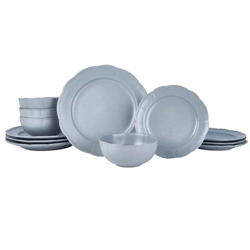 

Scallop Stoneware Dinnerware 12 Piece Set Cornflower Blue by Drew Barrymore