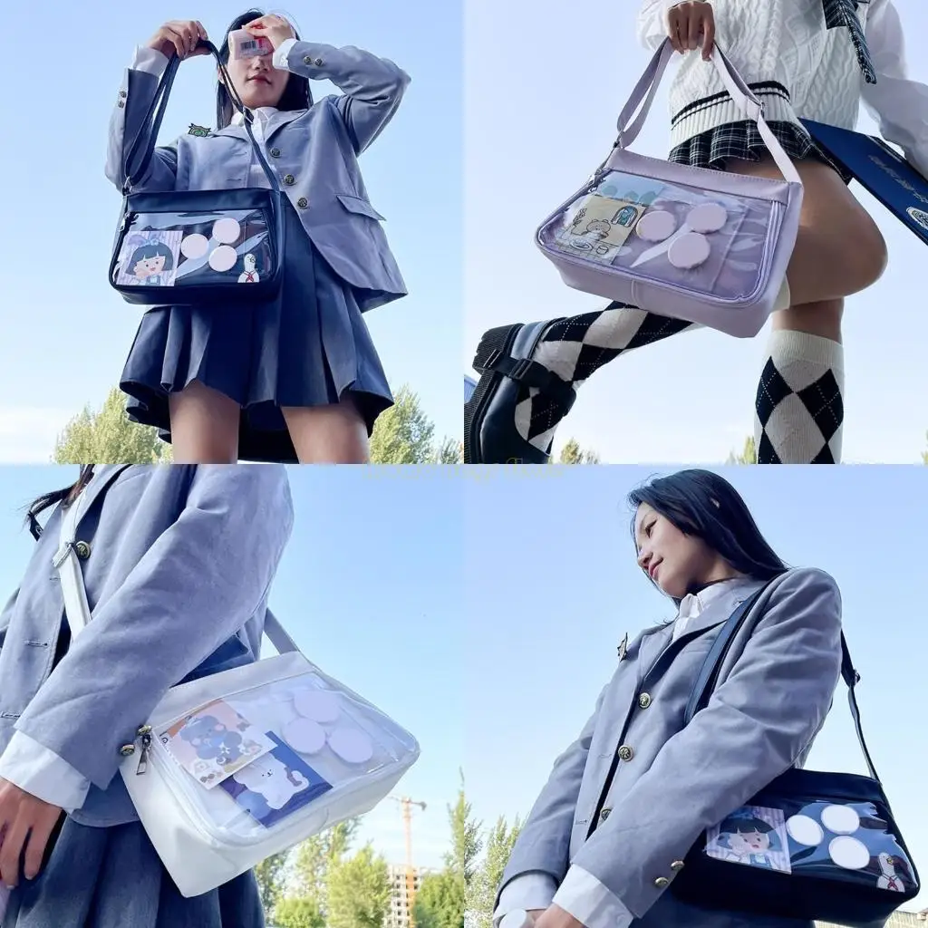 

X90D Japanese JK Uniform School Handbag College Students Transparent Bag