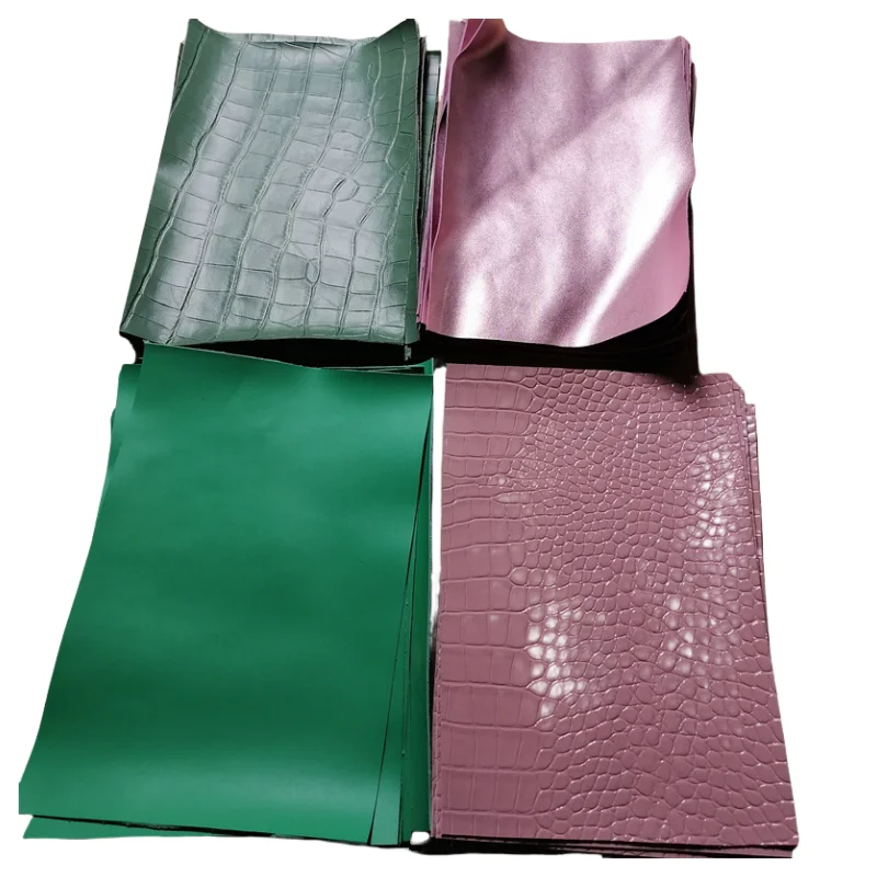 

1.1/1.2mm Pink Green Cowhide. First Layer Leather. Real Leather Fabric. Handmade DIY For Bags. 20x30cm