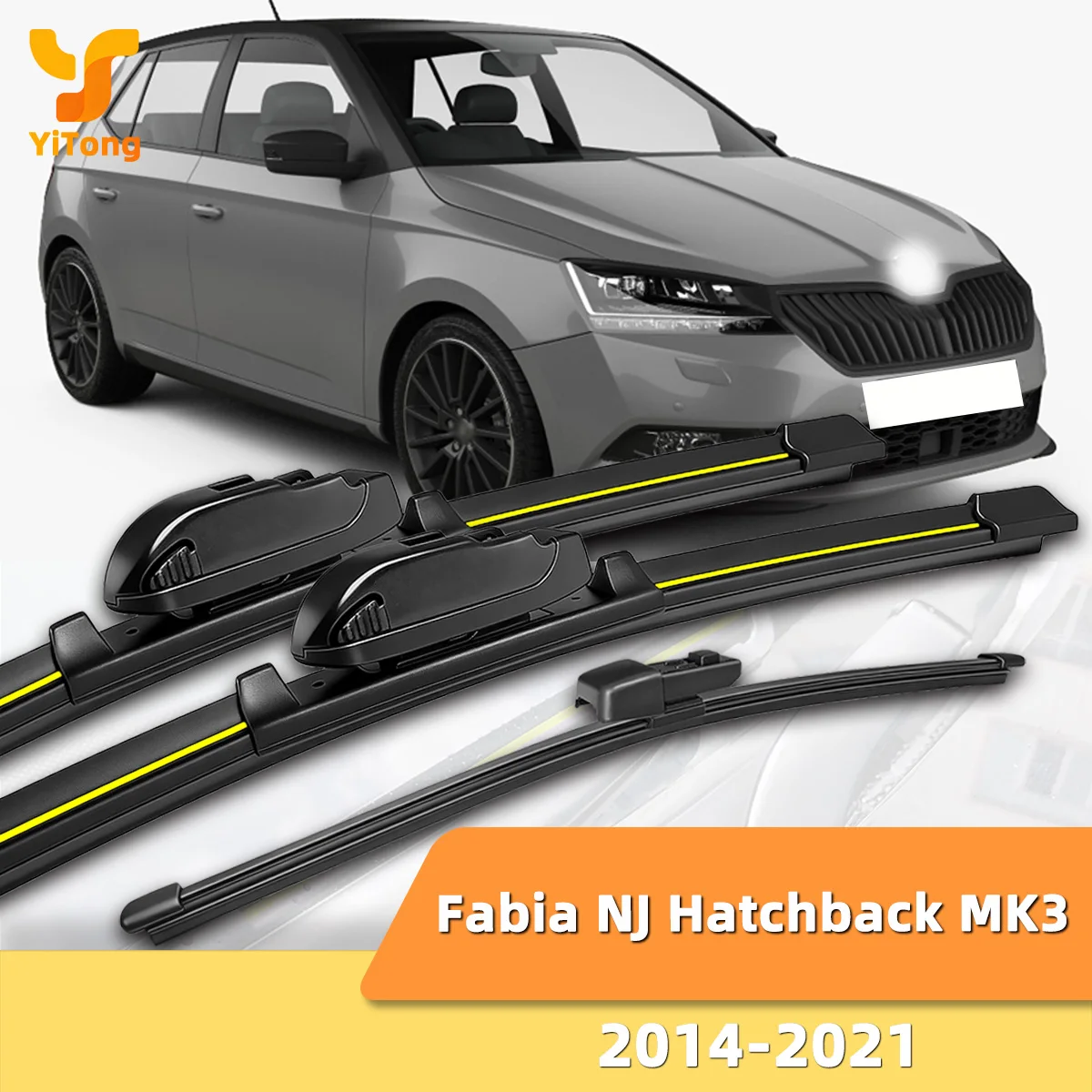 Yitong Geeignet für Skoda Fabia NJ Hatchback MK3 2014–2021, Scheibenwischer vorne und hinten, langlebiges Zubehör für Windschutzscheiben