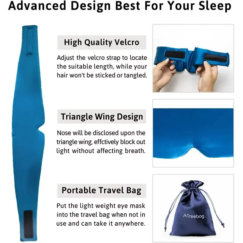 100% Maulbeerseide Schlafmaske Augenklappe Lichtblockierende Augenmaske für Reisen & Nickerchen Weich Gepolsterte Schlafmaske Slaapmasker – Detail 3