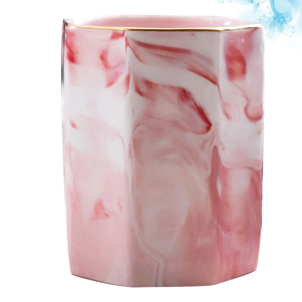 1Pcs Elegant Marble Design Ceramic Pen Cup Creative Storage Container for Lipstick Pens Toothbrush Makeup Brushes Nordic Style
