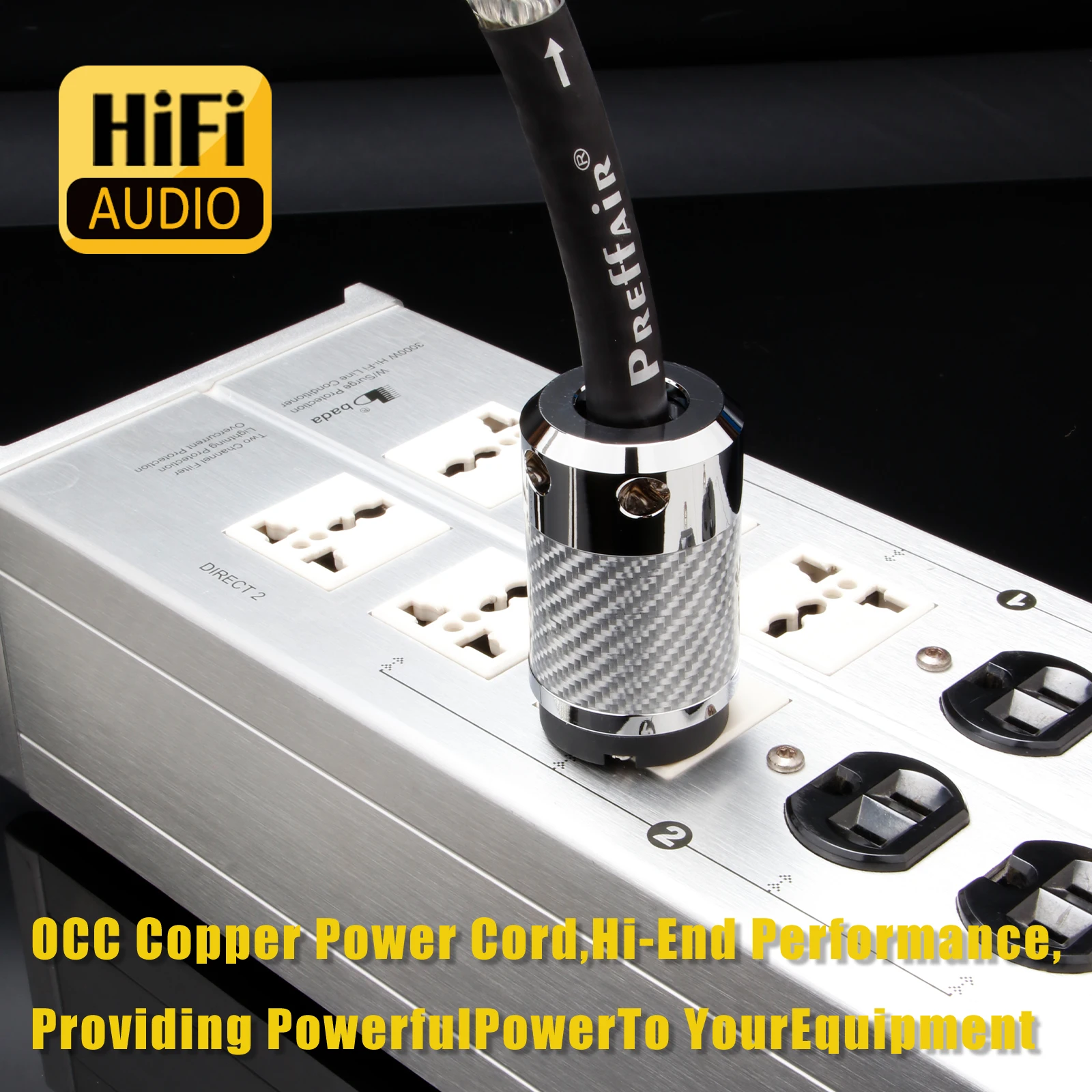 Hifi Audiophile Power Cable 8N OCC Copper EU/US/AU Power Adapter IEC320 C15 Power Connector for Amplifier Audio Power Filter