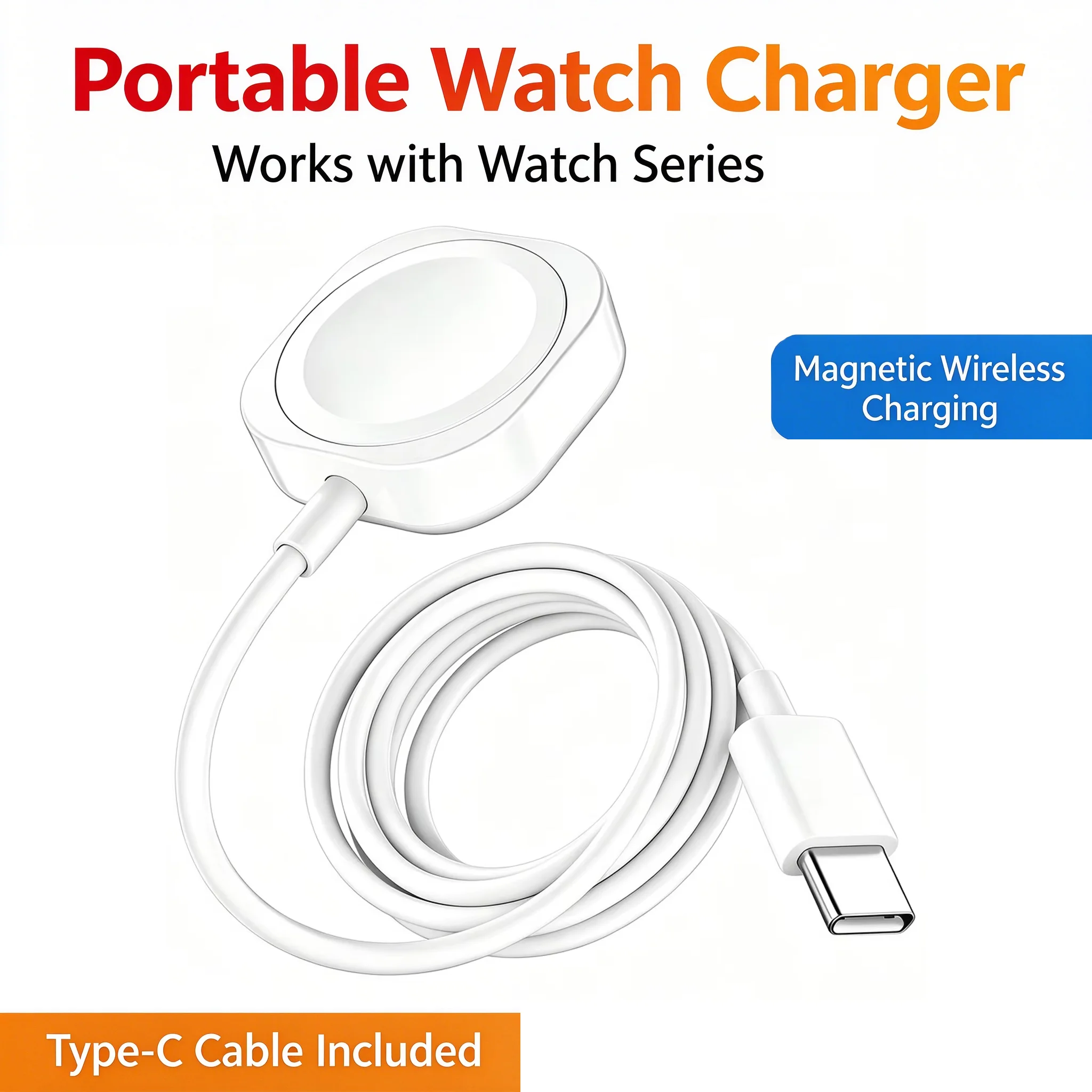 New Magnetic Wireless USB A Fast Charger Type C Charging Cable For iPhone Watch Series 10 9 8 7 6 5 4 3 2 1 Ultra Edition iWatch