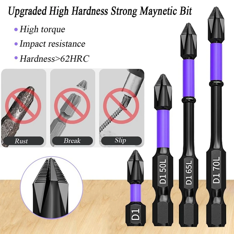 12Pcs Upgraded High Hardness And Strong Magnetic Drill Bit, Anti-Slip And Shock-Proof Bits With Screwdriver Bits