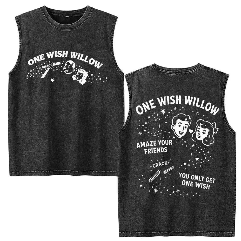 T-shirt imprimé Washed Vest Movie Obsession One Wish Willow 2026 pour hommes et femmes, vêtements de mode, débardeur en coton, t-shirts à manches courtes