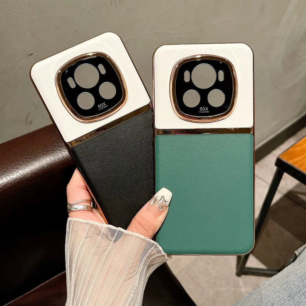 Para Huawei Honor Magic 7 Pro funda de lujo de cuero PU piel lente protectora trasera funda para Honor Magic7 7Pro 6 Pro carcasa de teléfono