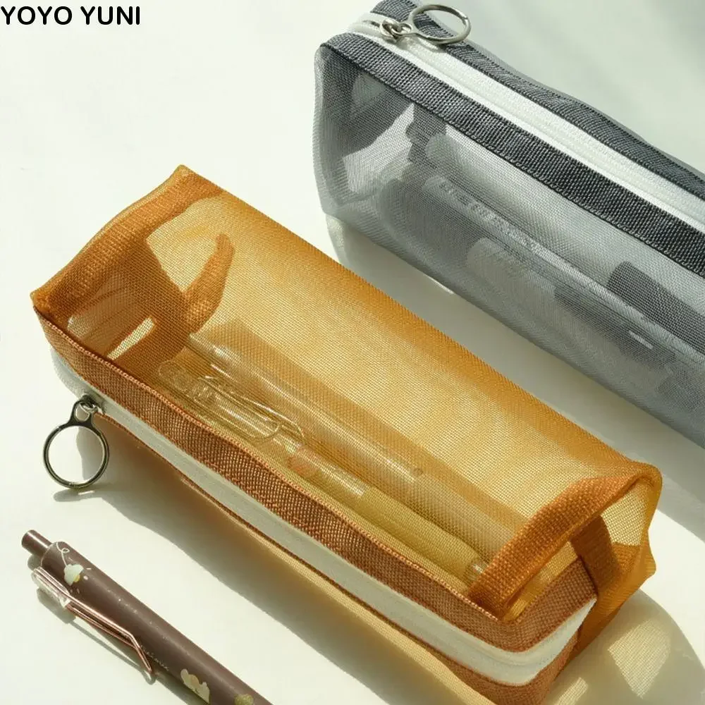 Simple Desktop Organizer Stationery Bag Cosmetic Pouch Pencil Holder Pencil Bag INS Style Nylon School