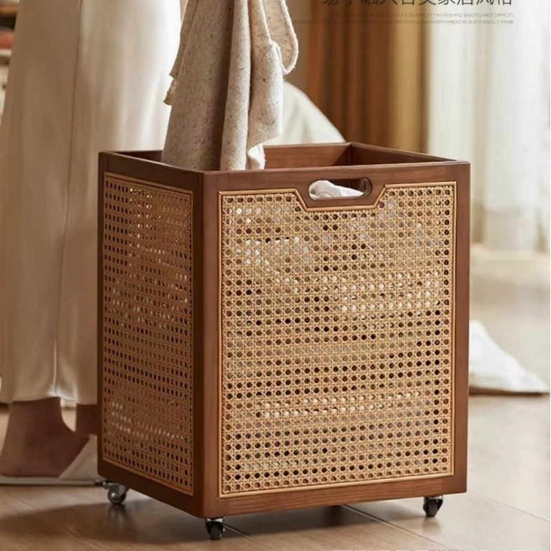 For rattan weaving household dirty clothes basket, clothes storage basket, high value light luxury laundry basket