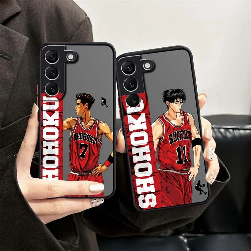 

Slam Dunk Fashion Anime Phone Case For Samsung S25 S24 S23 S22 S21 S20 S10 S9 Ultra Plus Edge FE 5G Frosted Translucent