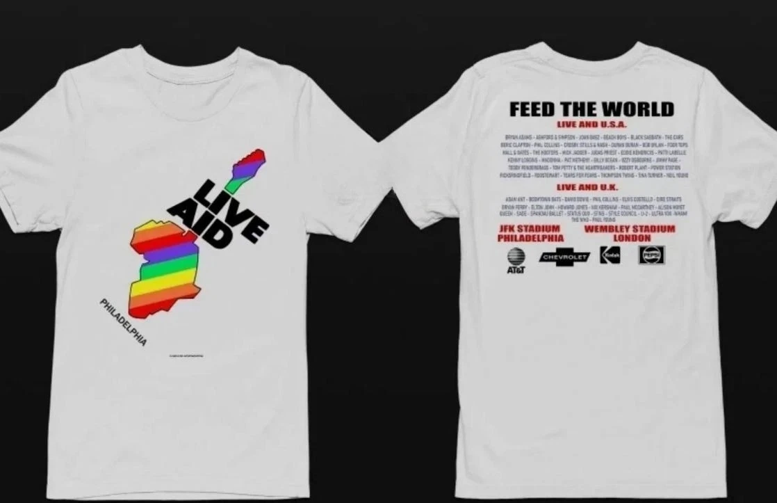 Neues Retro Live Aid 1985 Philadelphia Konzert-T-Shirt, Unisex-T-Shirt aus reiner Baumwolle, lustiges und bequemes T-Shirt mit Street-Print-Muster – Detail 3