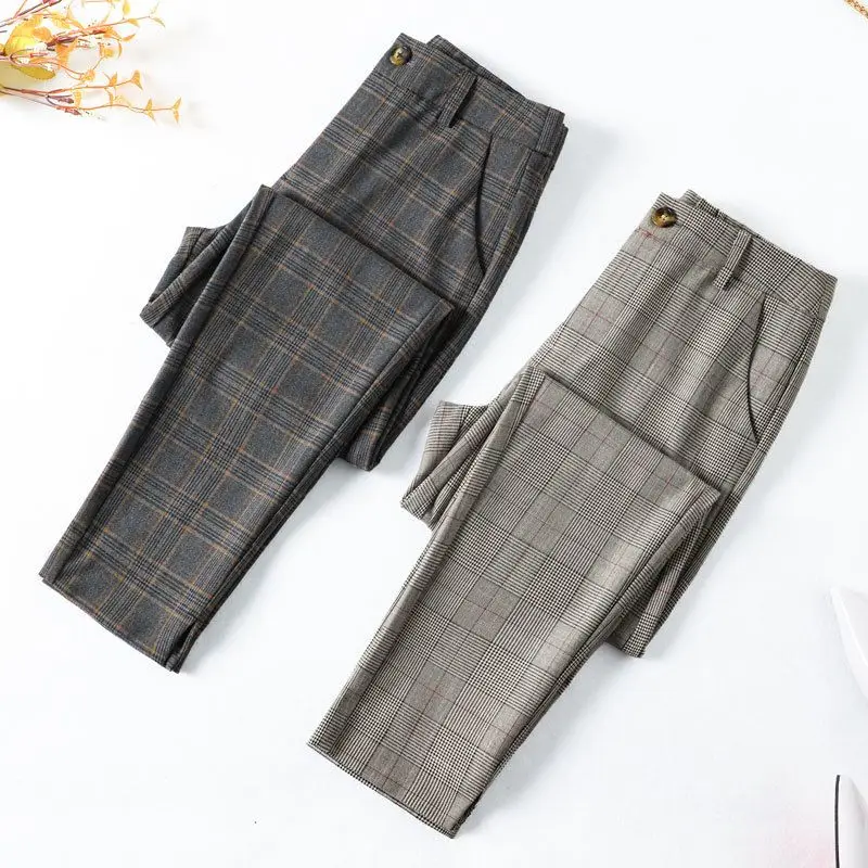 

Women Wide Leg Flared Pants Plaid Mesh Patch High Waist Pant Casual Streetwear Suit Trousers Elegant Lady Clothes Female T45