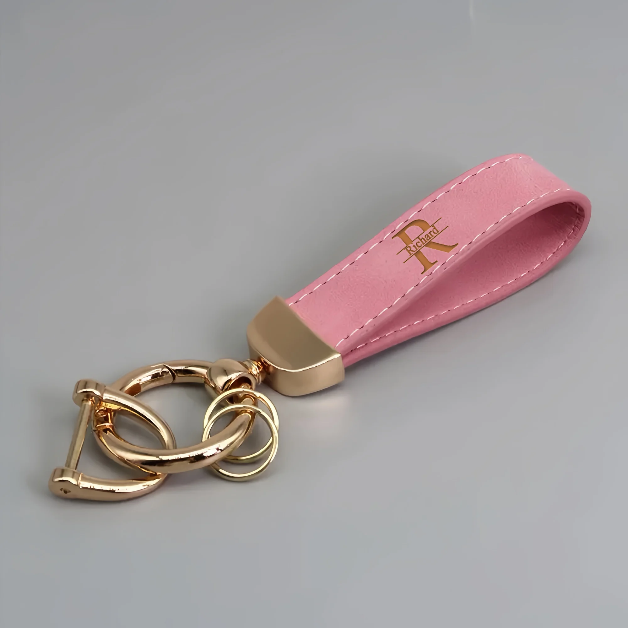 Personalised Faux-Leather Initial Keychain