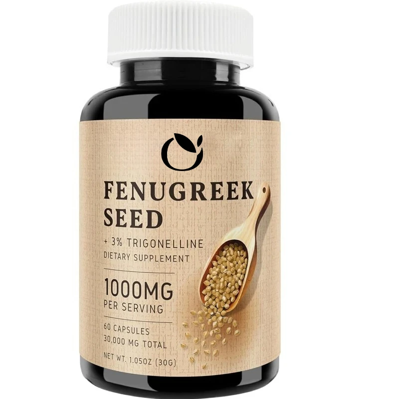 Fenugreek Capsules 1000 Milligrams Per Serving, 60 Carat Fenugreek Seeds, Men's and Women's Digestive Comfort Supplements