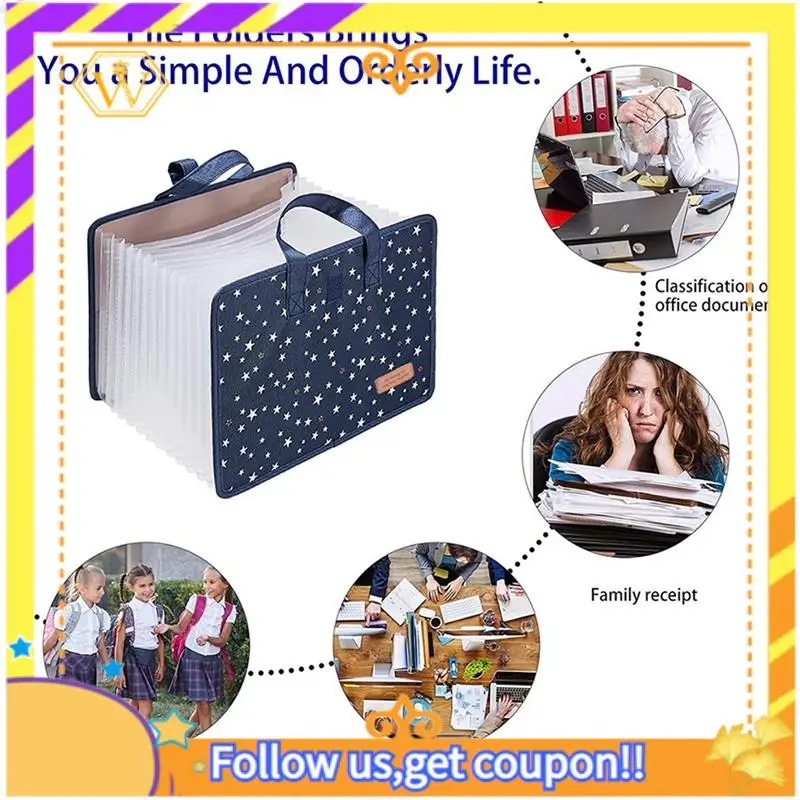 Latest-13 Pockets File Folders/Expandable Filing Folders With Handle A4 Size Expanding File Folder Document Organizer