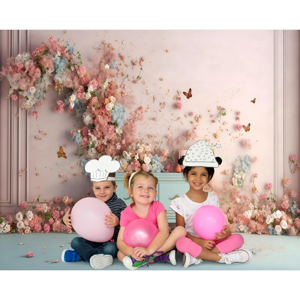 Bonvvie-Fondo de fotografía de flores de primavera para niños, ventana rústica, accesorios de decoración de fiesta de cumpleaños y boda