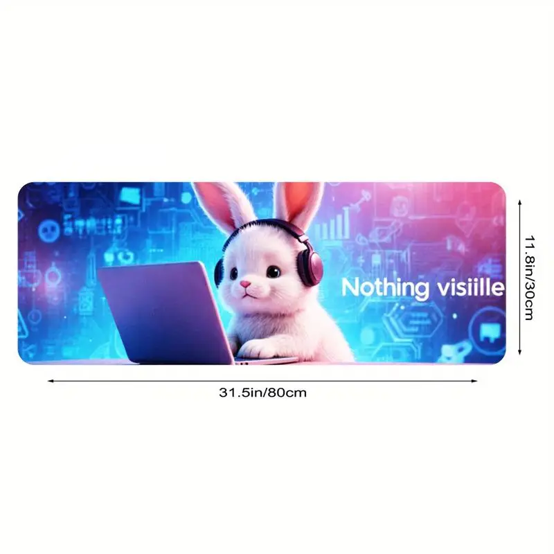 لوحة ماوس ألعاب أرنب رائعة، ناعمة ومتينة، قاعدة مضادة للانزلاق، مثالية للاستخدام المنزلي والمكتبي، تصميم 31.5 × 11.8 بوصة