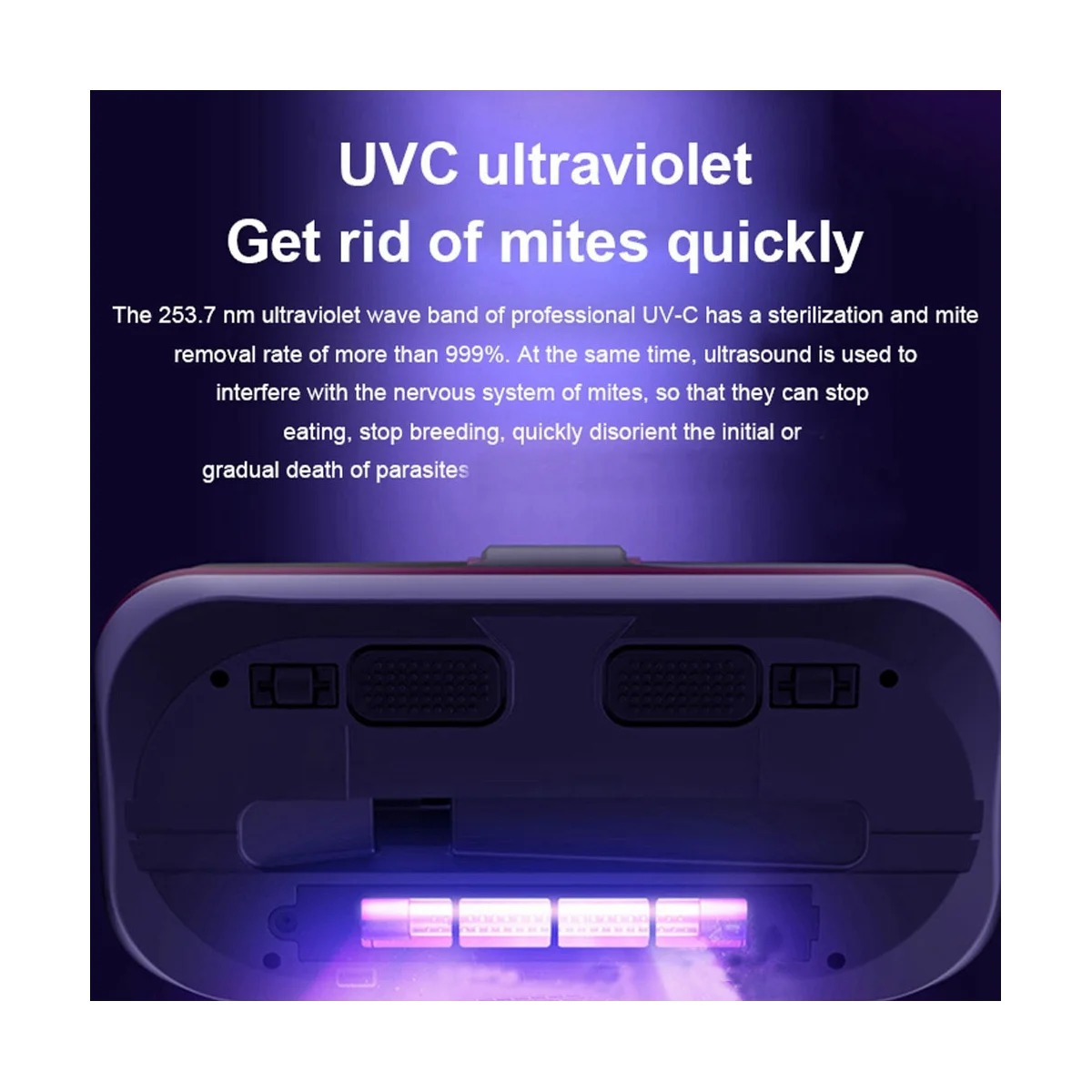 Aspirador de colchão portátil Instrumento de remoção de ácaros sem fio Máquina de limpeza Limpeza Eficiente para Sofá e Sofá