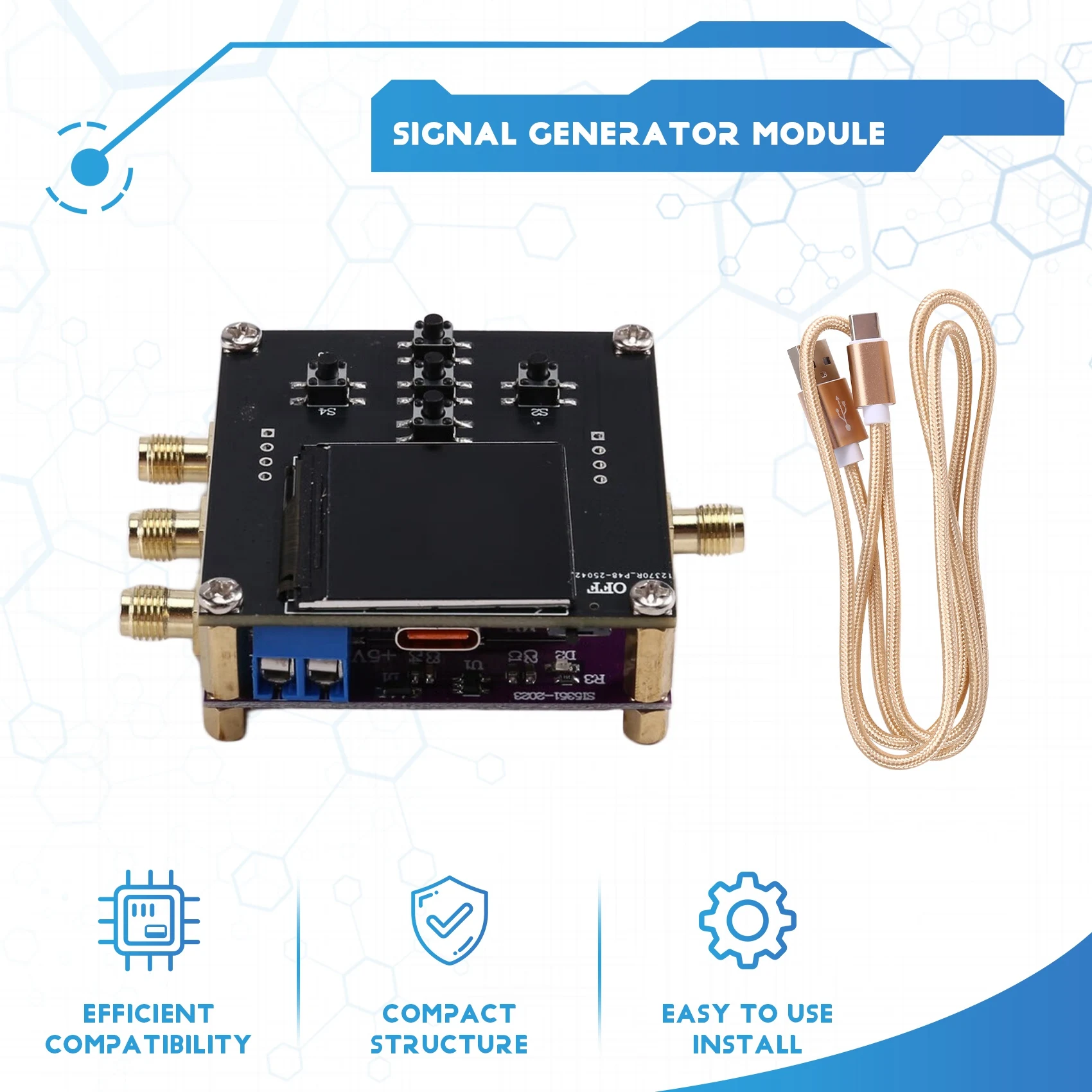 【B55AQ】SI5351A-V2 Generatore di segnale orologio RF ad alta precisione regolabile da 2,5 Khz-200 Mhz con compensazione della temperatura