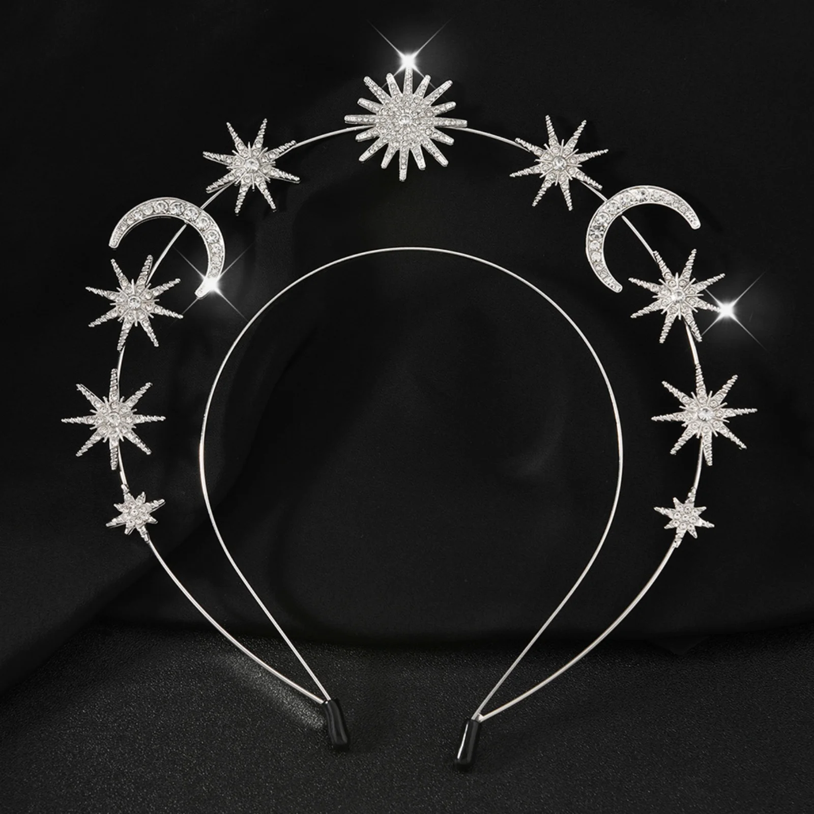 1PC Sun Moon Star Headband For Women Rhinestone Celestial Hair Hoop Goddess Halo Tiara Fashion Hair Accessory For Wedding Party - view 2