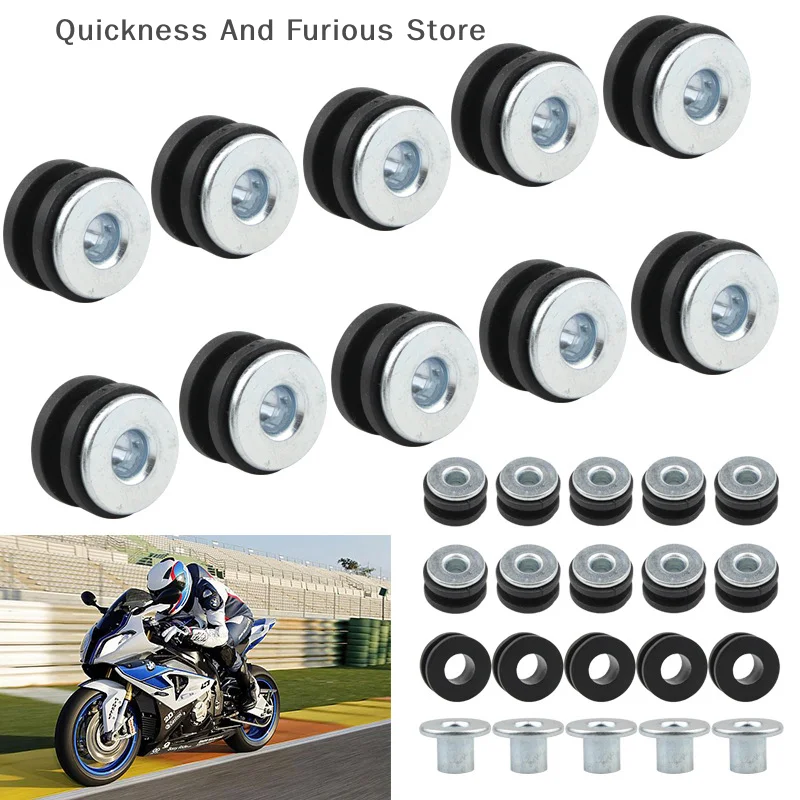 5 Sets Pressure Relief Cushion Motorcycle Rubber Grommets Bolt Kit DIY Accessories Circular Shock Absorber Pad