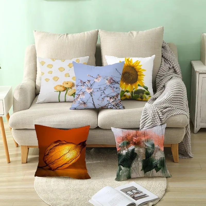 Chrysanthemum Sunflower Pillowcase Office Living Room Car Ornaments Home Pillowcase