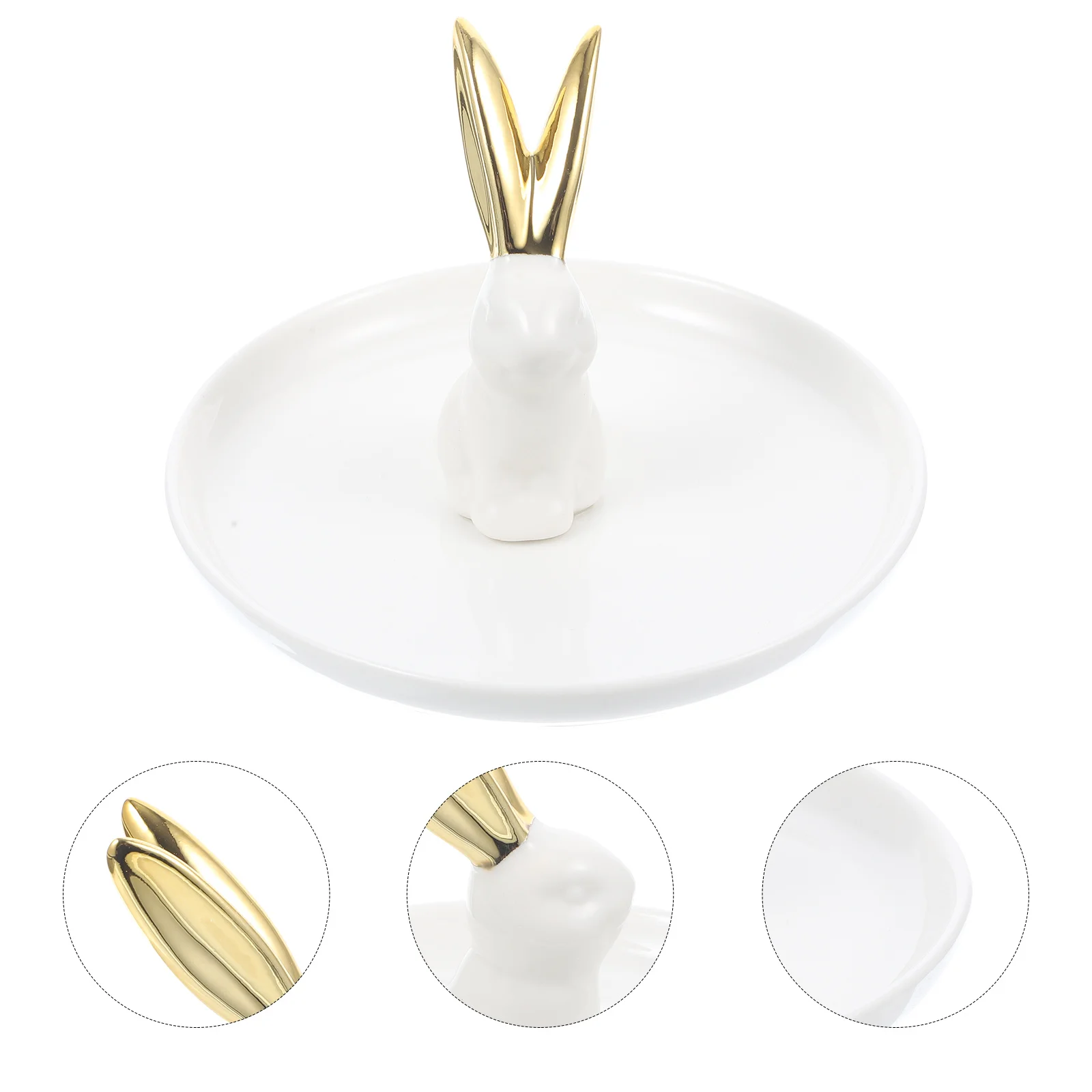 

Rabbit Design Ceramic Jewelry Tray Multifunctional Storage Dish for Cosmetics Accessories Elegant Decor Jewelry Tray
