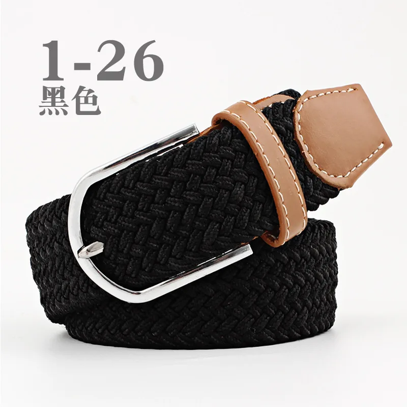 New Women's Men's Canvas Belt High Quality Elastic Casual Woven Waist Strap Chain Buckle Belts for Men Women 110cm