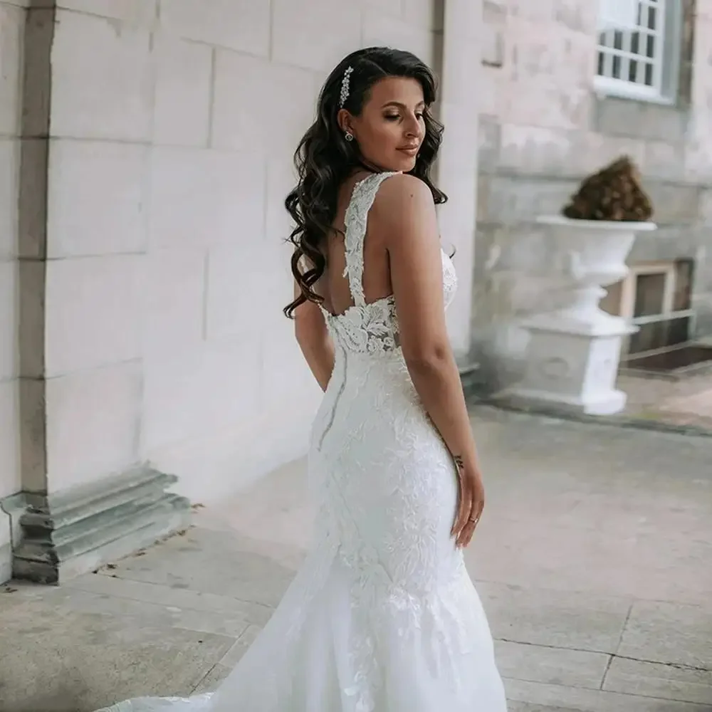 Robe de Mariée Personnalisée en Dentelle Transparente, Dos aux, Style Sirène, pour Patients de Plage