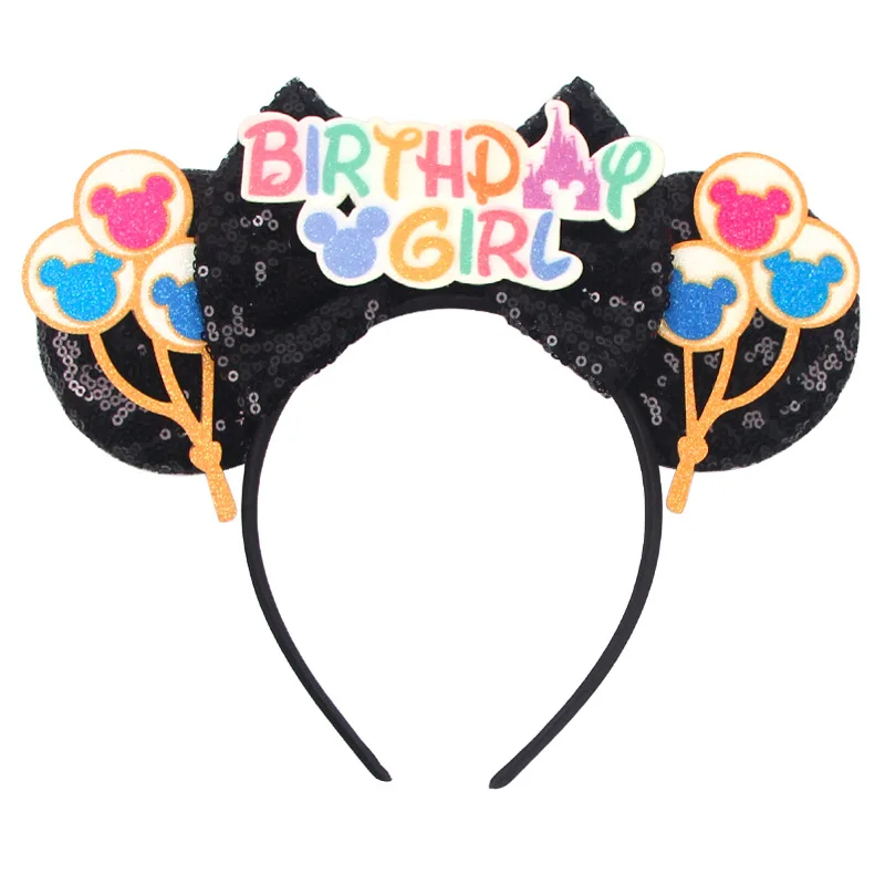 Mickey-Geburtstags-Stirnbänder für Kinder, Pailletten, Schleifen, Minnie-Luftballons, Ohrstecker, niedliche Halloween-Partydekorationen, Kopfbedeckungen – Detail 4