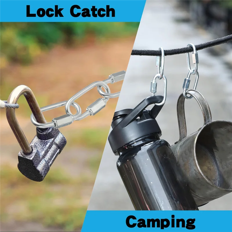 ABDJ-50 قطعة وصلة سلسلة سريعة من الفولاذ المقاوم للصدأ M3.5، 1.45 بوصة، 174 رطل D شكل قفل سلسلة خطاف سلسلة ربط موصل