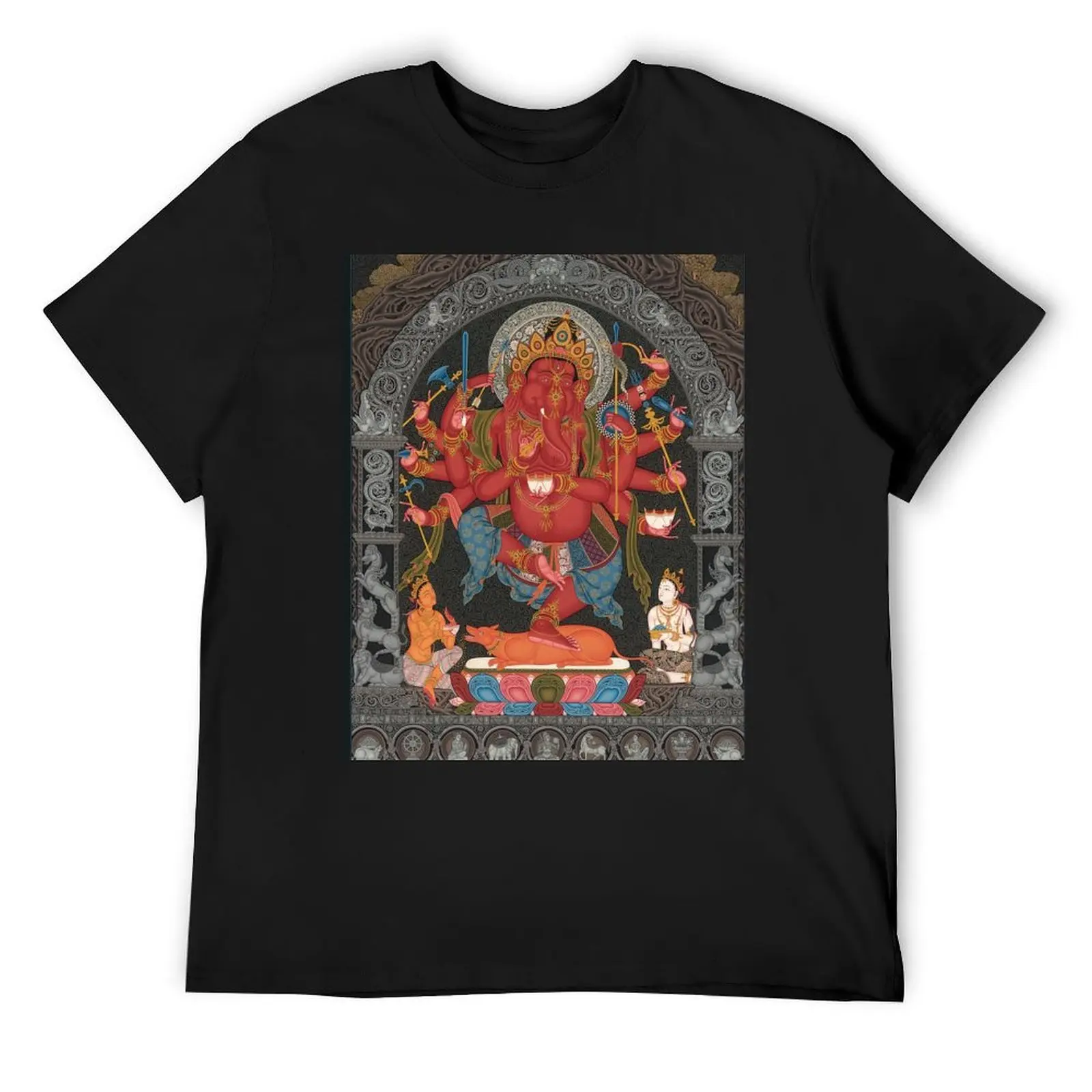 Mandala 127 Red Twelve Armed Ganesh Sakya T-Shirt shirts graphic tee tops summer tops sublime clothing for men